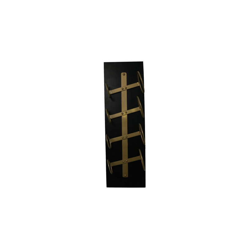 Aleeyah 4 Bottle Standard Wine Bottle Rack, Black/Gold, 65cm H  x 20cm W  x 13cm D