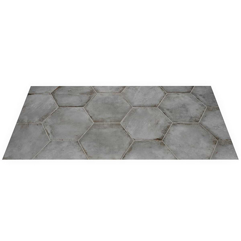 Angela Harris Flatiron 20" Large Hexagon Matte Porcelain Tile, Gray