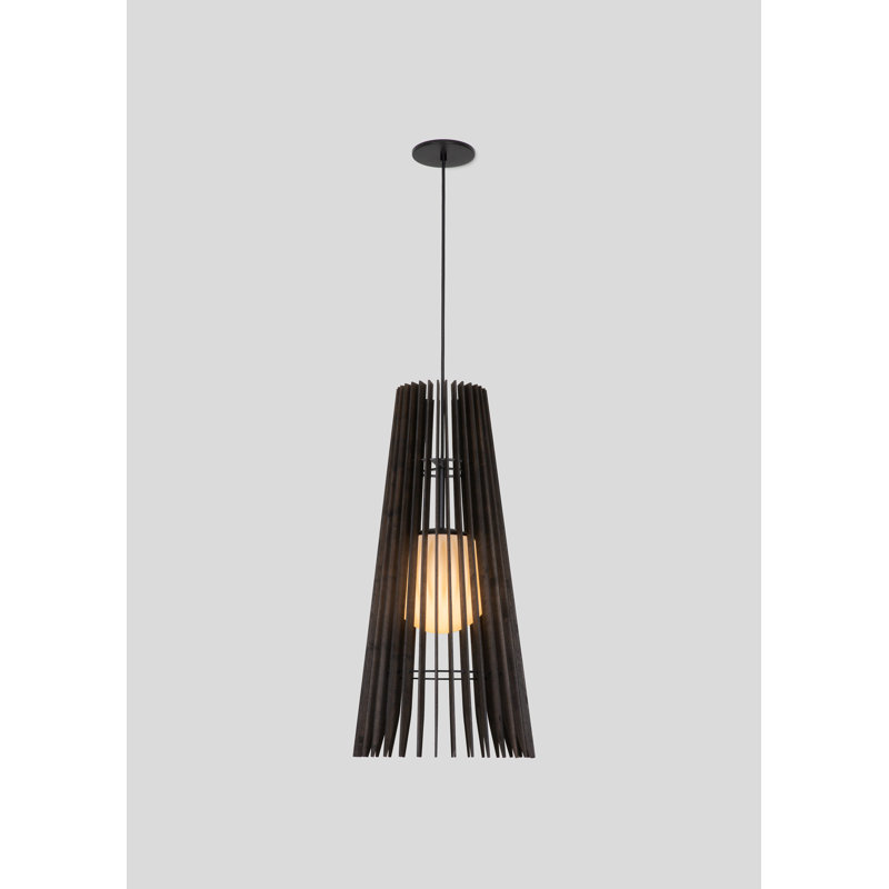 Lex 1 - Light LED Pendant, 28" H x 13.4" W x 13.4" D, Dark Stained Walnut, Black