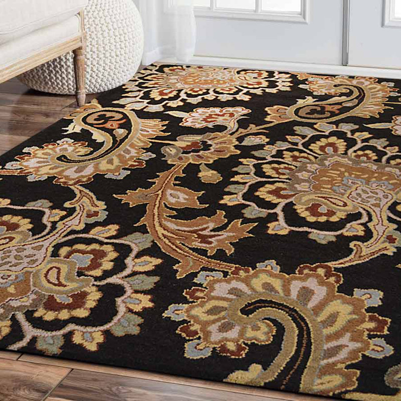 Akain Hand Tufted Wool Eco-Friendly Area Rugs - Rectangle, Floral Modern Design, High Pile Thick Handmade Anti Skid Area Rugs for Living Room, Bed Room