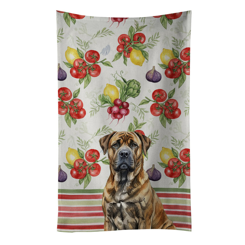 Brindle Boerboel Vegetables Kitchen Towel, Brindle Boerboel