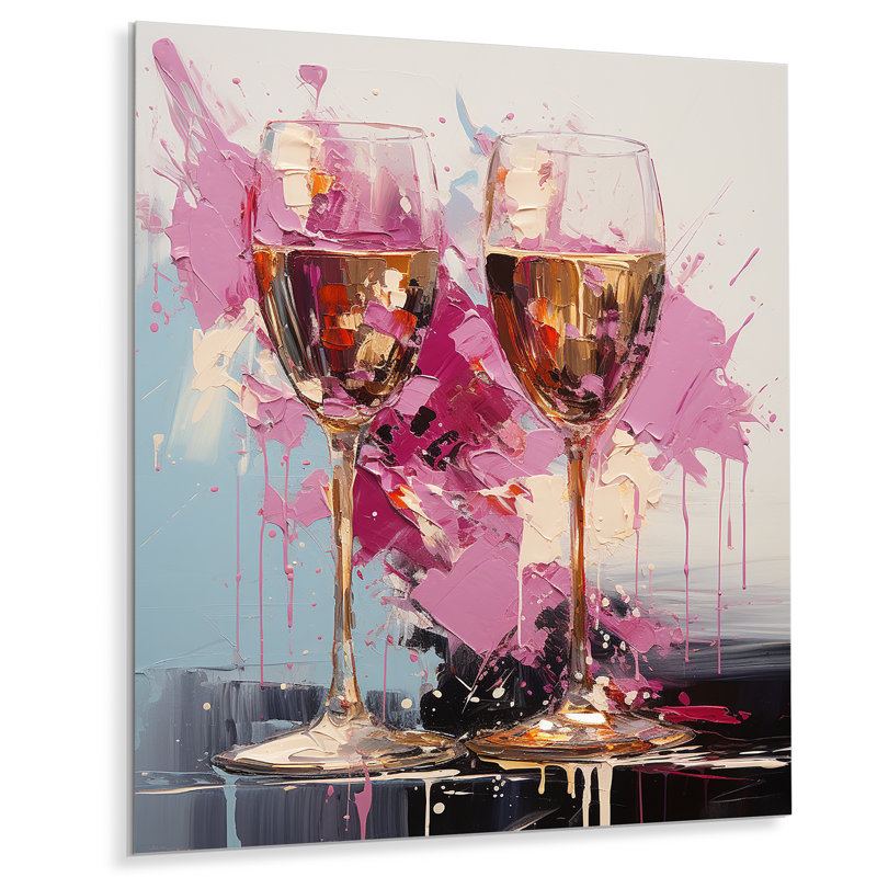 «Rose and Gold Champagne Essence» - art mural en métal champagne, H 20 po x l 12 po x P 1 po