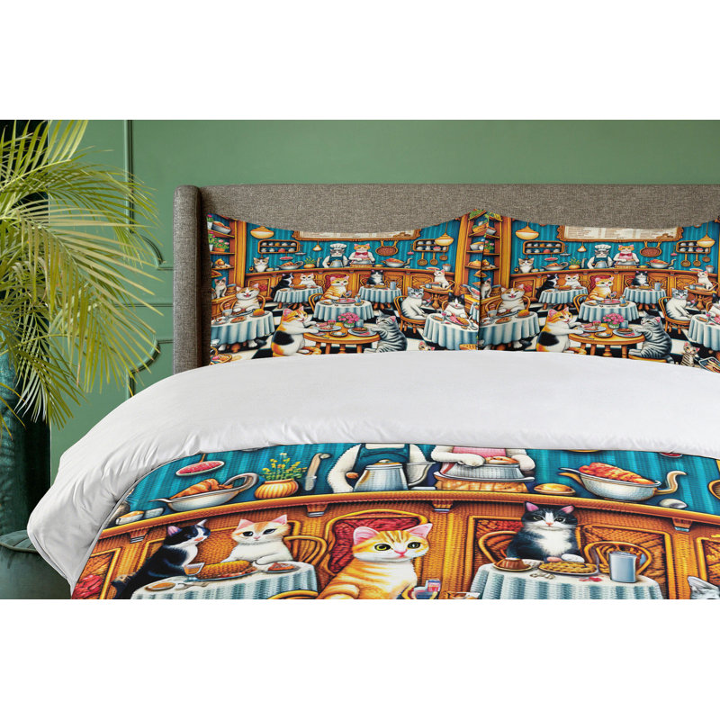Cat Duvet Cover, King Duvet Cover + 2 Standard Shams