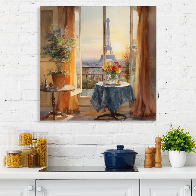 Vue imprenable sur la Tour Eiffel I - reproduction d'art sur toile tendue, H 16 po x l 16 po x P 1 po