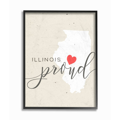 «Illinois Proud with Heart» par Daphne Polselli - reproduction d'art textuel