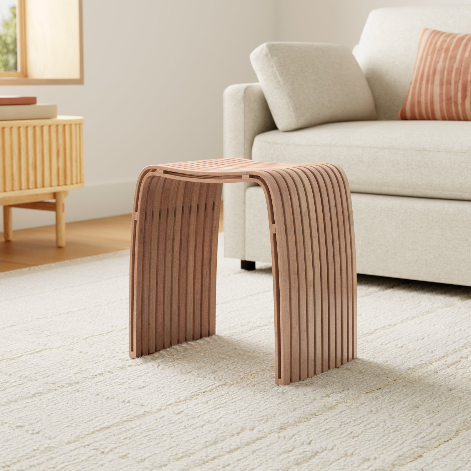 Bamboo Accent Stool, Natural Bamboo