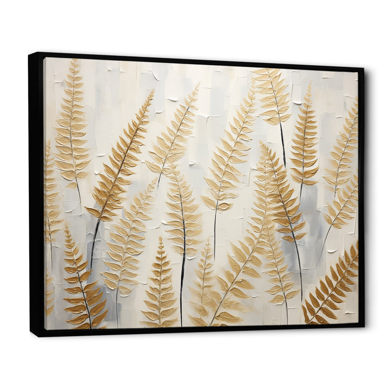 Golden Ferns Silent Symphony - reproduction d'art sur toile, Cadre flottant noir, H 16 po x l 32 po x P 1 po