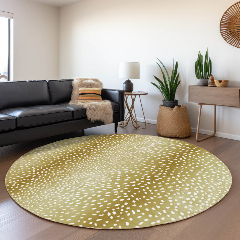 Premium Machine Washable Merilou AMF44 Gilded Rug, Round 8'