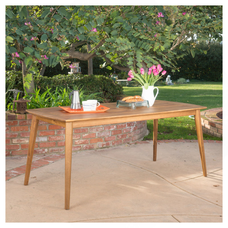Outdoor Dining Table With Acacia Wood Frame, Teak