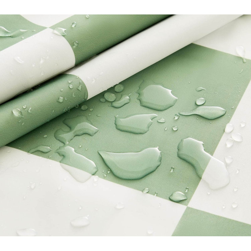 Checkered Shower Curtain, 180X180cm, Green/White