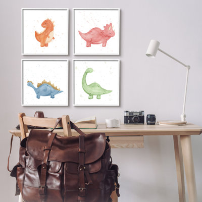 «Fun Nursery Dinosaurs Animals» par Lucille Price - ensemble de 4 impressions