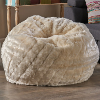 Fauteuil à billes moderne en fausse fourrure de 3 pieds de couleur blanche