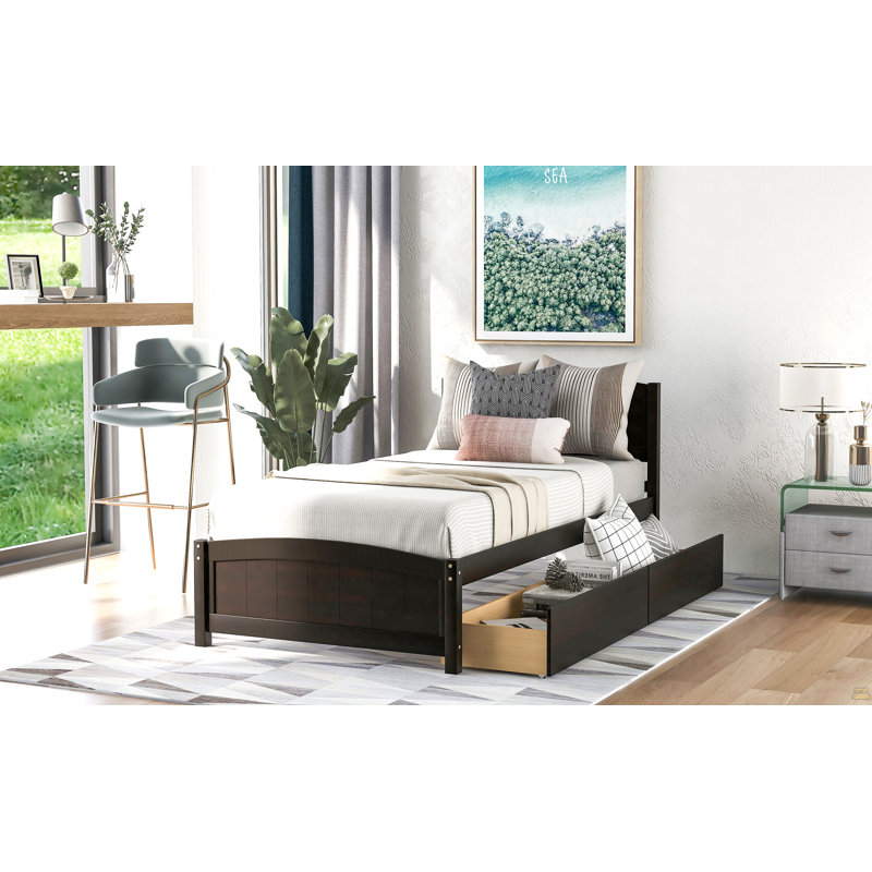 Lit plateforme simple avec deux tiroirs