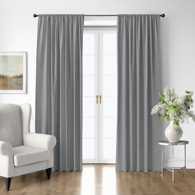 Shay Solid Gray Cotton Simple Top Pocket Drapery Panel Set of 2