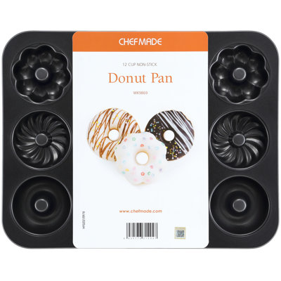 Chefmade Donut Pan, Nonstick 12 Cavity Pattern Doughnut Pan For Baking