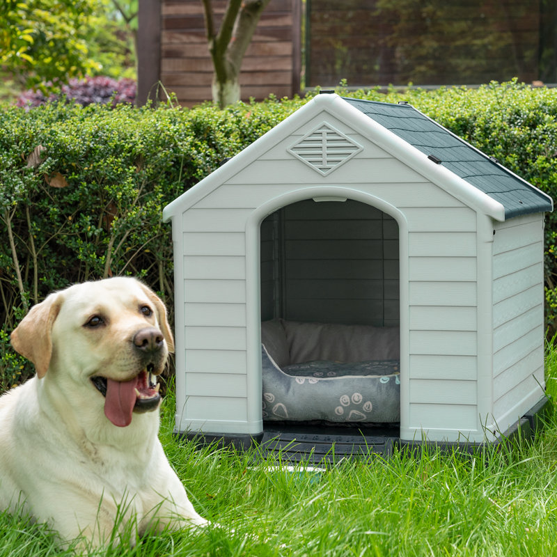 Niche pour chien isolée en plastique Deisi, gris, H 27,6 po x l 25 po x P 26,8 po