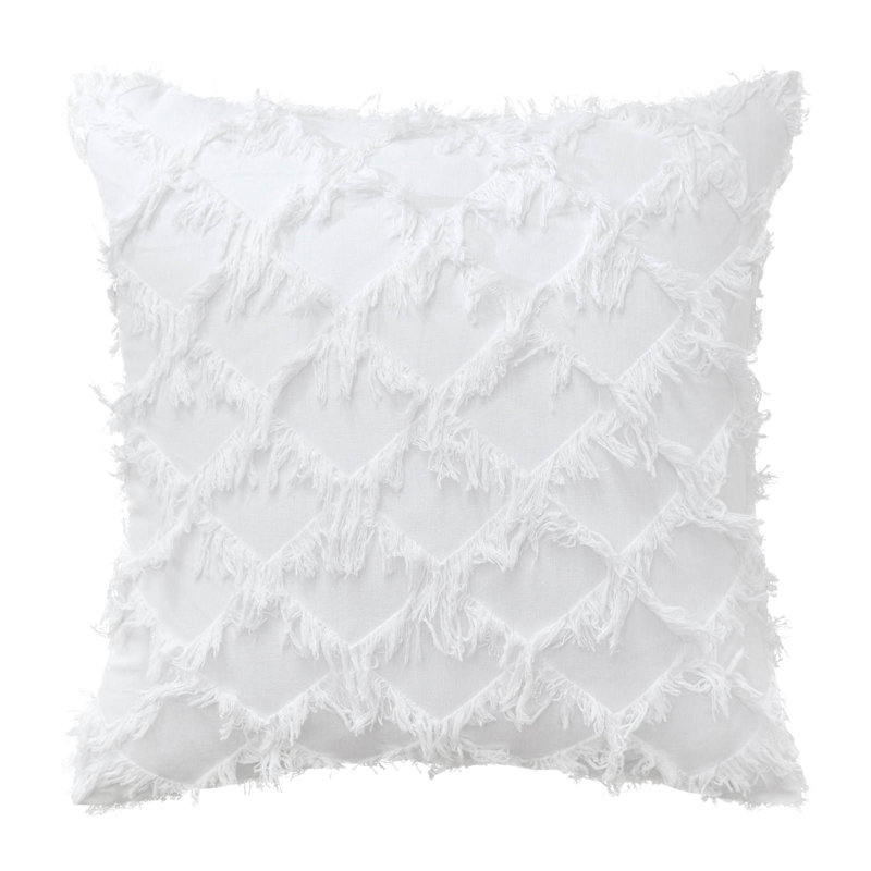  Housse de coussin géométrique 18 po, Blanc