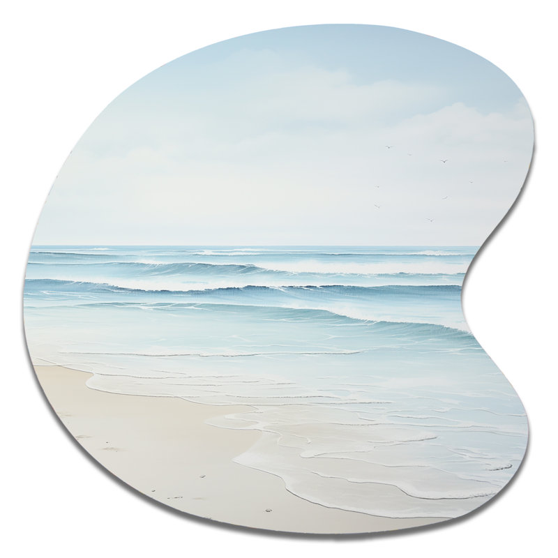 Beach Photo Tranquil Waters I - Coastal Beach Drop Shape Irregular Metal Wall Decor, 27" H x 27" W