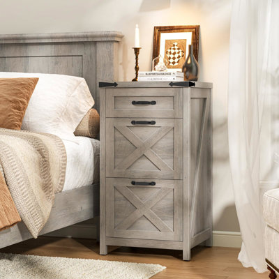 3 Drawer Small File Cabinet, Farmhouse Vertical Filing Cabinet Fits Letter/A4 Size