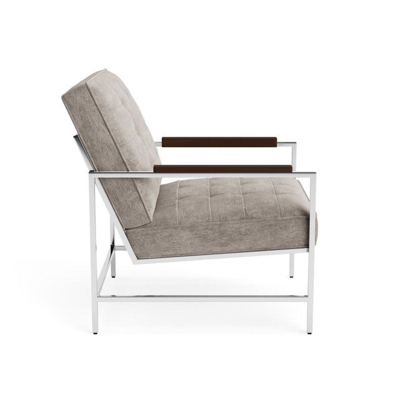 Major Arm Chair, Sienna, Vintage Chenille - Mink, Polished Stainless Steel