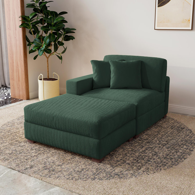 Milbrey Stylish Chaise Lounge, Left Hand Facing, Hunter Green