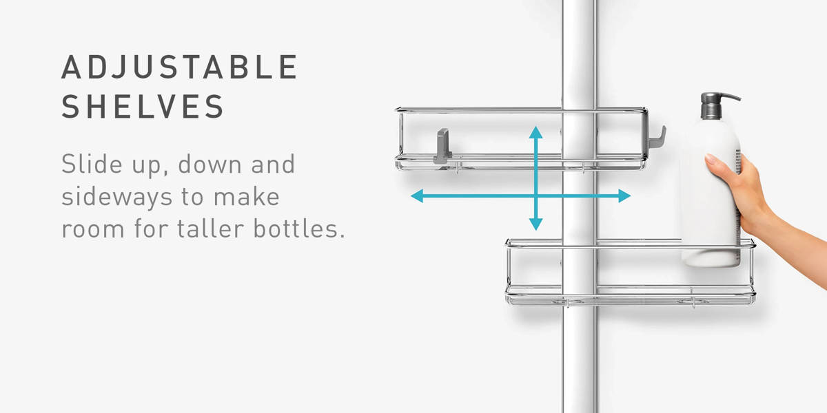 Simplehuman Adjustable Shower Caddy, Stainless Steel and Anodized Aluminum