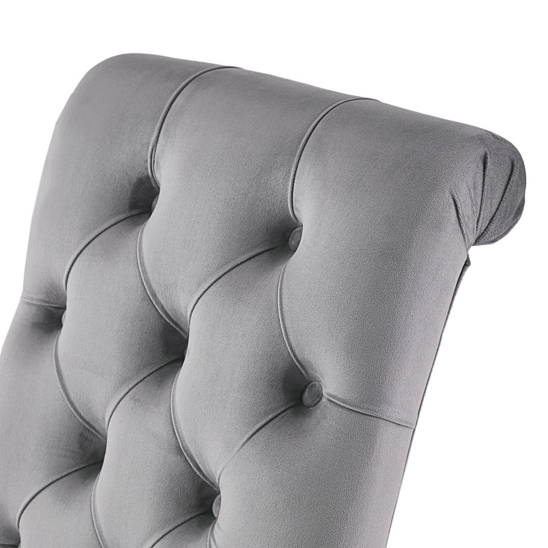 Ameriga 19.3'' H Tufted Upholstered Parsons Chair, Espresso, Grey Velvet