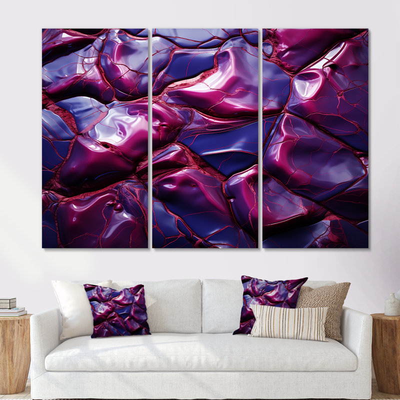 Décoration murale en marbre rose et mauve Essence I - marbre, Toile tendue, H 28 po x l 36 po x P 1 po