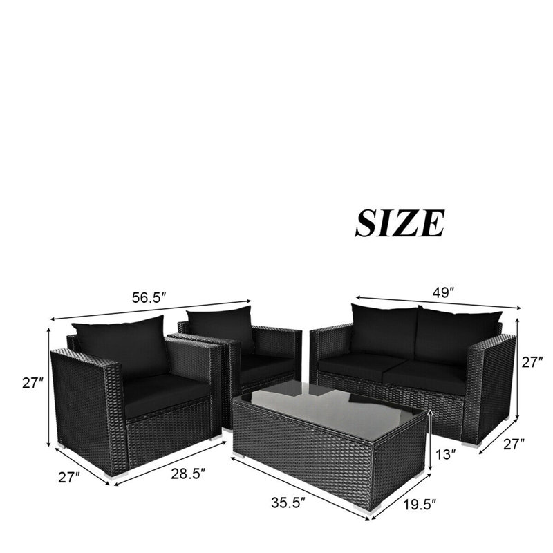 8 - Person Patio Conversation Set, Black