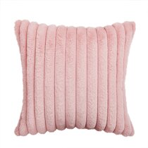 FAUX RABBIT FUR LUMBAR PILLOW [Insert + cover] machine washable 14 X 36  PINK