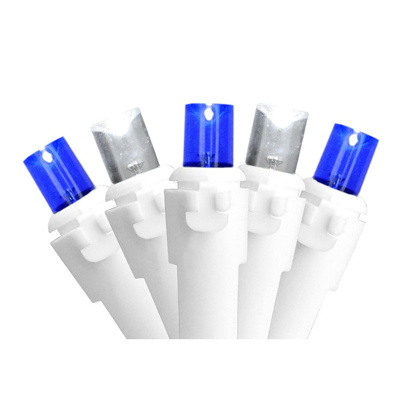 50 lumières DEL de Noël grand angle 16,25 pi fil blanc, Bleu / Blanc