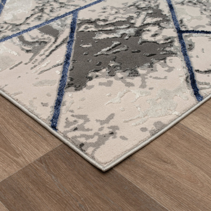 Monaco Series Abrstract Black/Gray/Ivory/Beige Area Rug, Rectangle 5'3" x 7'3"