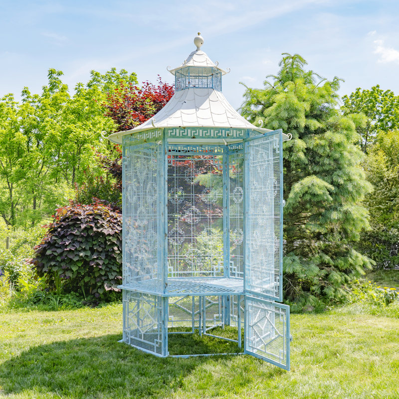 4 pi L 4 pi. D Pavillon de jardin en dôme de fer, Bleu clair