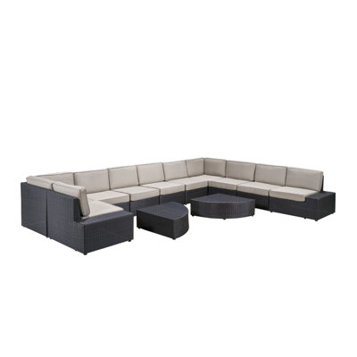 12 Piece Rattan Sectional Seating Group with Cushions
