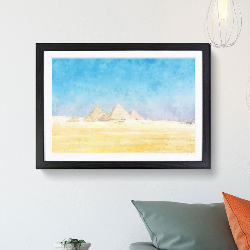 Giza Necropolis Pyramids in Egypt - Picture Frame Graphic Art Print, 45cm H x 63cm W x 2cm D, Black Framed