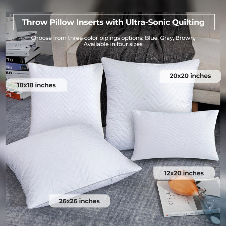 White Goose Feather & Down Pillow Insert - 18 x 18, Luxury Pillow Insert