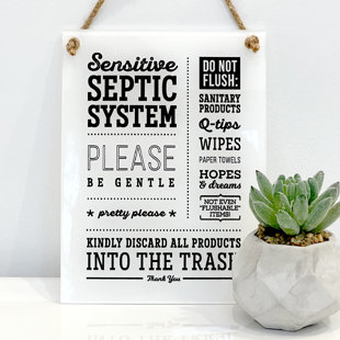 Septic System Sign, Do Not Flush Sanitary Items, Hopes Dreams Sign
