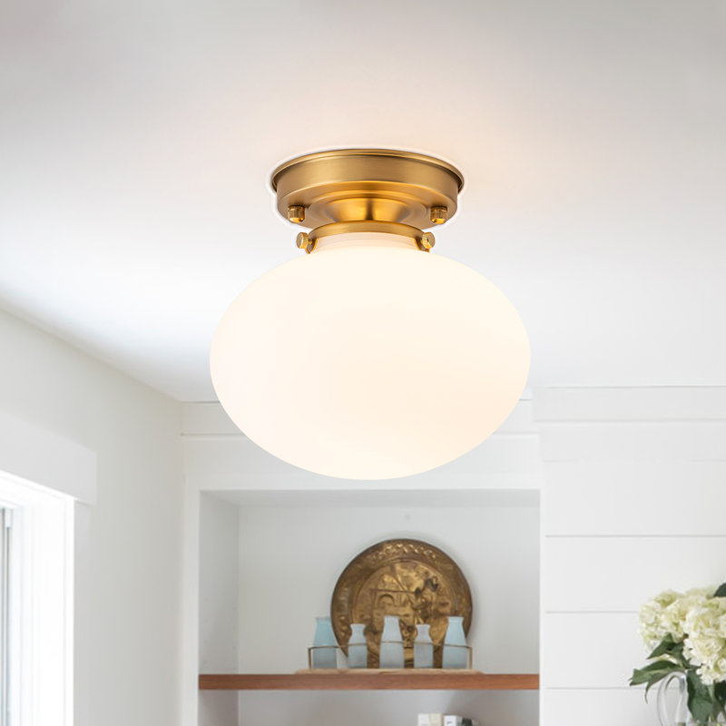 1-light Oval Glass Semi Flush Mount