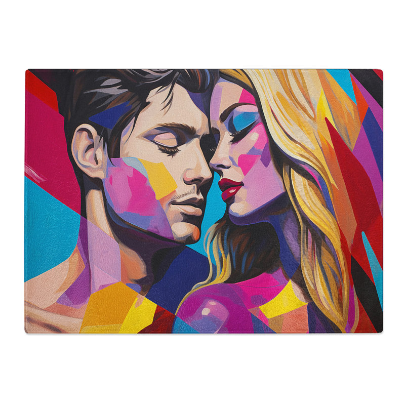 Lovers Pop Art  Glass Chopping Board