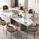 Dashona White Rectangular Sintered Stone Dining Table with Double Pedestals