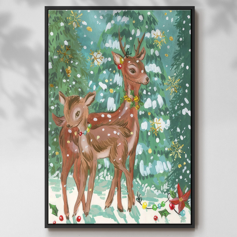 Biche et fauve II, H 25 po x l 17 po x P 1,5 po, Noir