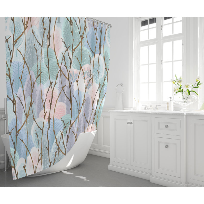Rideau de douche simple à motif floral Rainsville, H 72 po x l 70 po
