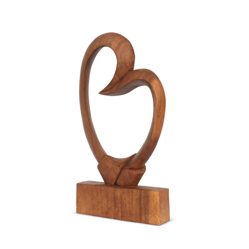 12" Wooden Handmade Abstract "Bond Of Love" Figurine Sculpture Statue Handcrafted Gift Art Decorative Home Decor Accent Decoration Artwork Hand Carved