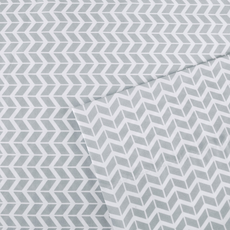 Chevron Chevron Microfiber Sheet Set, Twin, Grey