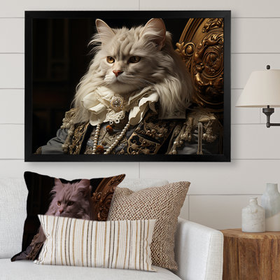 Portrait de chat persan habillé en costume - reproduction de toile de chat