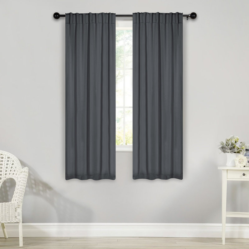 Rideaux obscurcissant et passe-tringle Levatt Classic, Gris, L 26 po x L 63 po