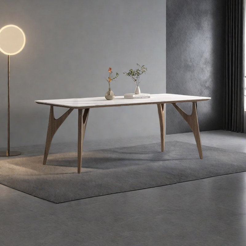 White rock slab dining table, 29.52"H x 55.11"L x 31.49"W