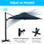 11 Ft Blue Round Cantilever Umbrella With 360 Rotation And Tilt For Patio Deck Use Solution - Dyed Canopy Water Repellency