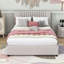 Grand lit plateforme tapissier en lin avec tiroirs Hanux-854268065