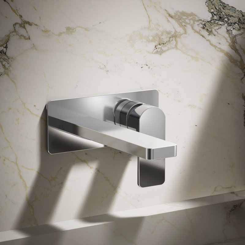 Parallel Wall-Mount Single-Handle Bathroom Sink Faucet, Polished Chrome